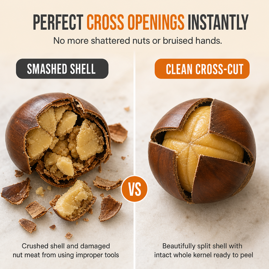 🥳2026 HOT SALE🥳💞50K+ SOLD! 🌰🔧 50% OFF! Stainless Steel Chestnut & Nut Cracker – lever action saves hand strain, stable base & safe scoring. Crack nuts easily! 🛡️✅