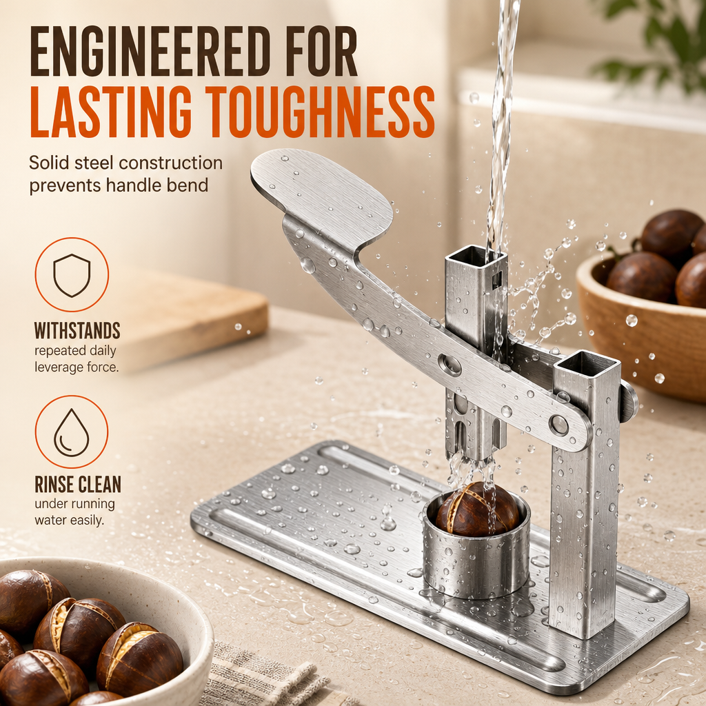 🥳2026 HOT SALE🥳💞50K+ SOLD! 🌰🔧 50% OFF! Stainless Steel Chestnut & Nut Cracker – lever action saves hand strain, stable base & safe scoring. Crack nuts easily! 🛡️✅