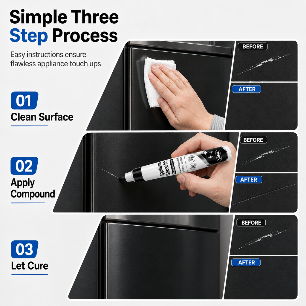 🥳2026 HOT SALE🥳💞50K+ SOLD! 🧊🖊️ 50% OFF! Appliance Scratch Repair Pen – quick-dry formula hides scratches on fridges & washing machines. Black or white, easy 3-step fix! 🛡️✅