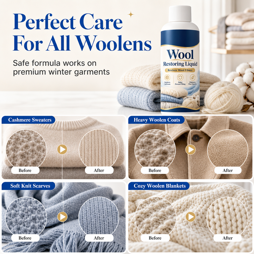 🥳2026 HOT SALE🥳💞50K+ SOLD! 🧶✨ 50% OFF! Wool & Cashmere Restoring Care Solution – deep fiber revival, restores cloud-like softness & stops pilling. One soak renews sweaters, coats & blankets! 🛡️💚