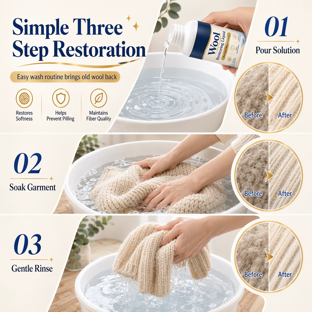 🥳2026 HOT SALE🥳💞50K+ SOLD! 🧶✨ 50% OFF! Wool & Cashmere Restoring Care Solution – deep fiber revival, restores cloud-like softness & stops pilling. One soak renews sweaters, coats & blankets! 🛡️💚