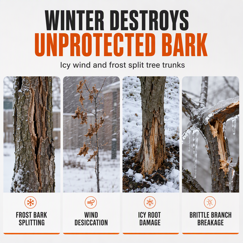 🥳2026 HOT SALE🥳💞50K+ SOLD! 🌳❄️ 50% OFF! Winter Tree Trunk Protector Wrap – reflective thermal shield, breathable Oxford fabric & adjustable drawstrings. Protect bark from frost & cracks! 🛡️✅