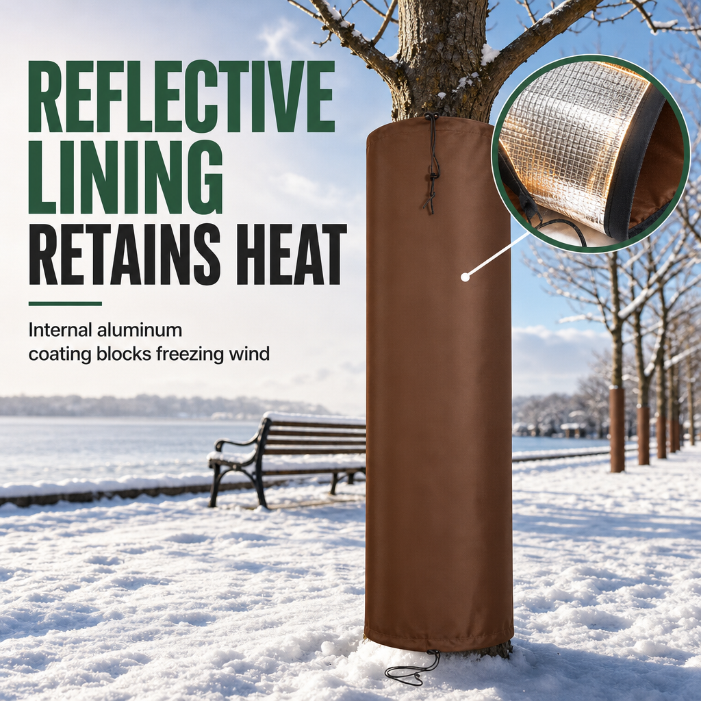 🥳2026 HOT SALE🥳💞50K+ SOLD! 🌳❄️ 50% OFF! Winter Tree Trunk Protector Wrap – reflective thermal shield, breathable Oxford fabric & adjustable drawstrings. Protect bark from frost & cracks! 🛡️✅