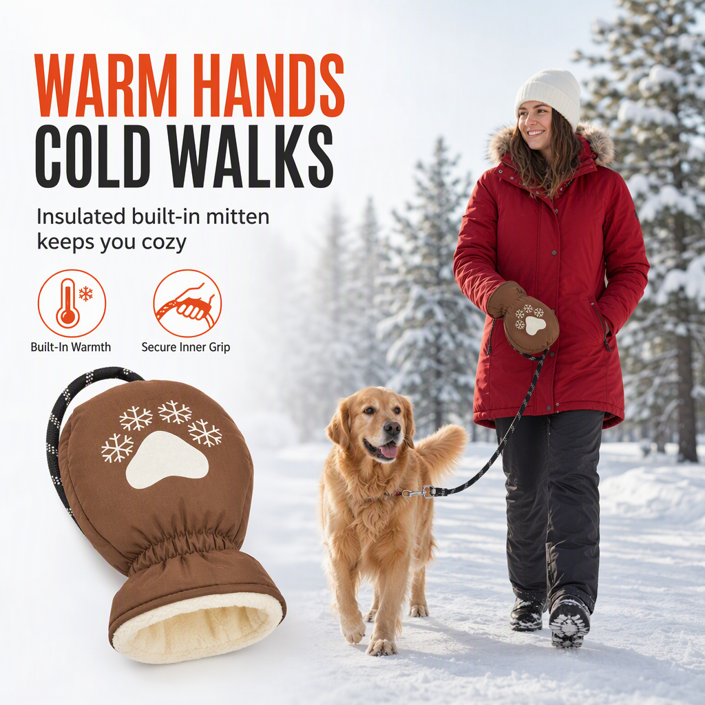 🥳2026 HOT SALE🥳💞50K+ SOLD! 🐕🧤 50% OFF! Winter Dog Leash with Warm Glove – 4-layer thermal shield, waterproof & slip-free grip. Keep hands warm on freezing walks! 🛡️✅