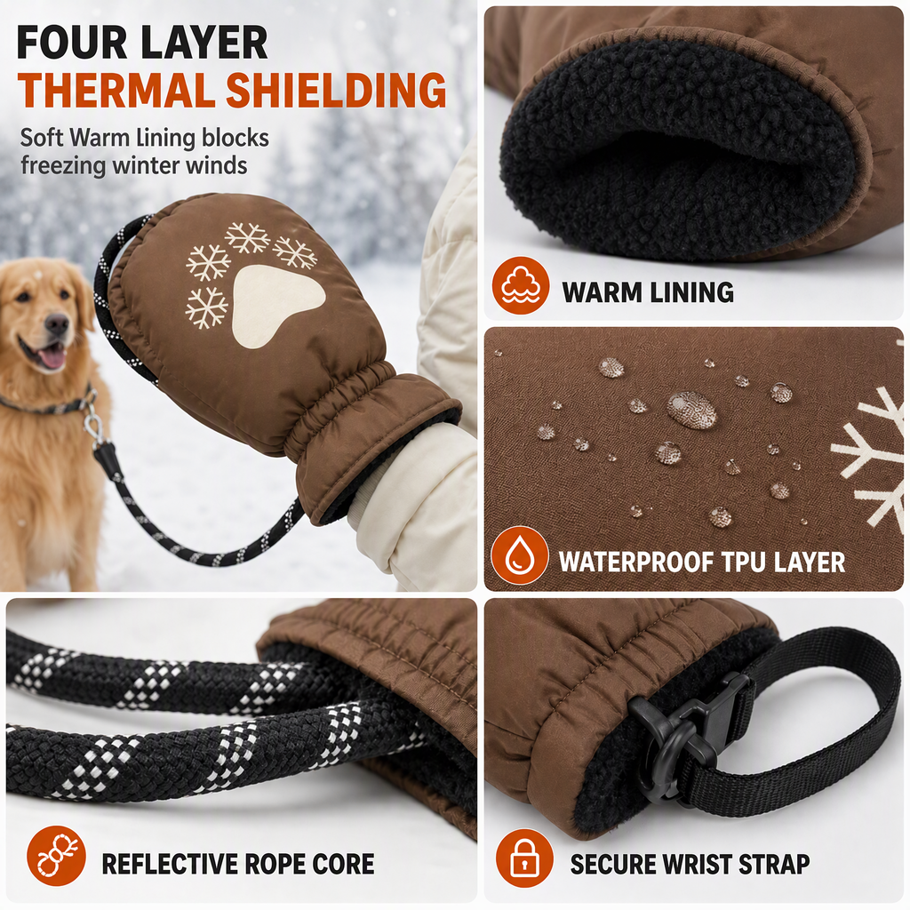 🥳2026 HOT SALE🥳💞50K+ SOLD! 🐕🧤 50% OFF! Winter Dog Leash with Warm Glove – 4-layer thermal shield, waterproof & slip-free grip. Keep hands warm on freezing walks! 🛡️✅