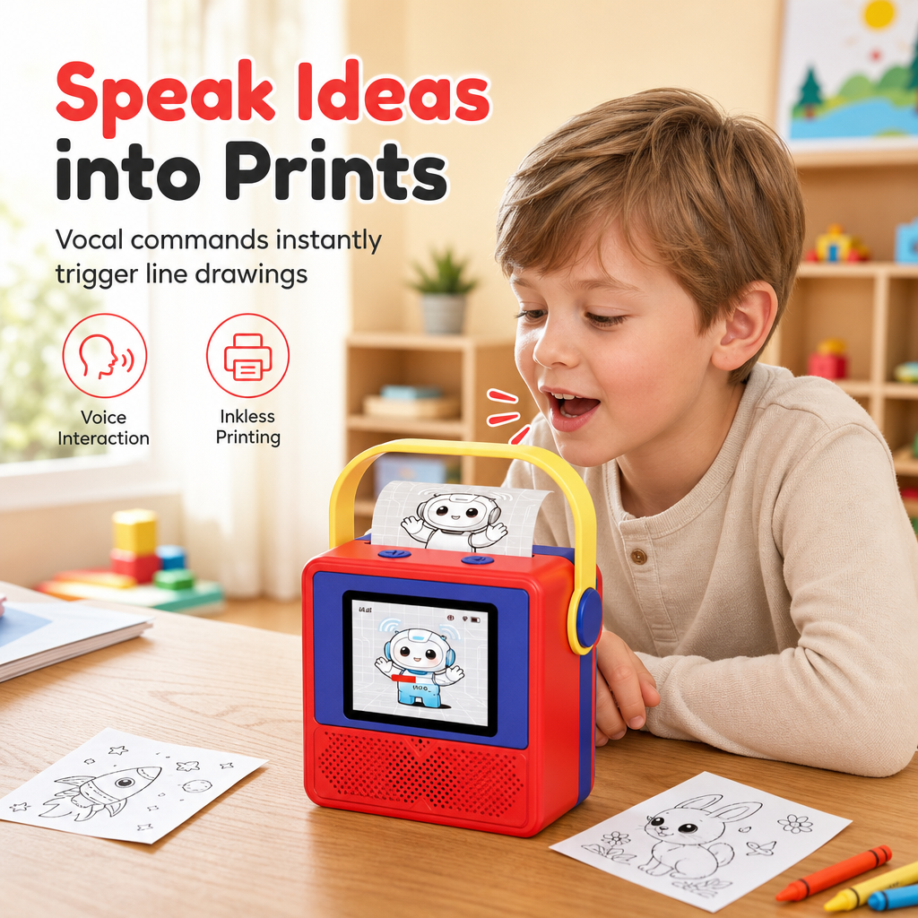 🥳2026 HOT SALE🥳💞50K+ SOLD! 🎨🖨️ 50% OFF! Kids Smart AI Thermal Printer Toy – speak ideas into inkless prints, voice-to-art fun. No screens, no mess, just creative play! 🛡️✅