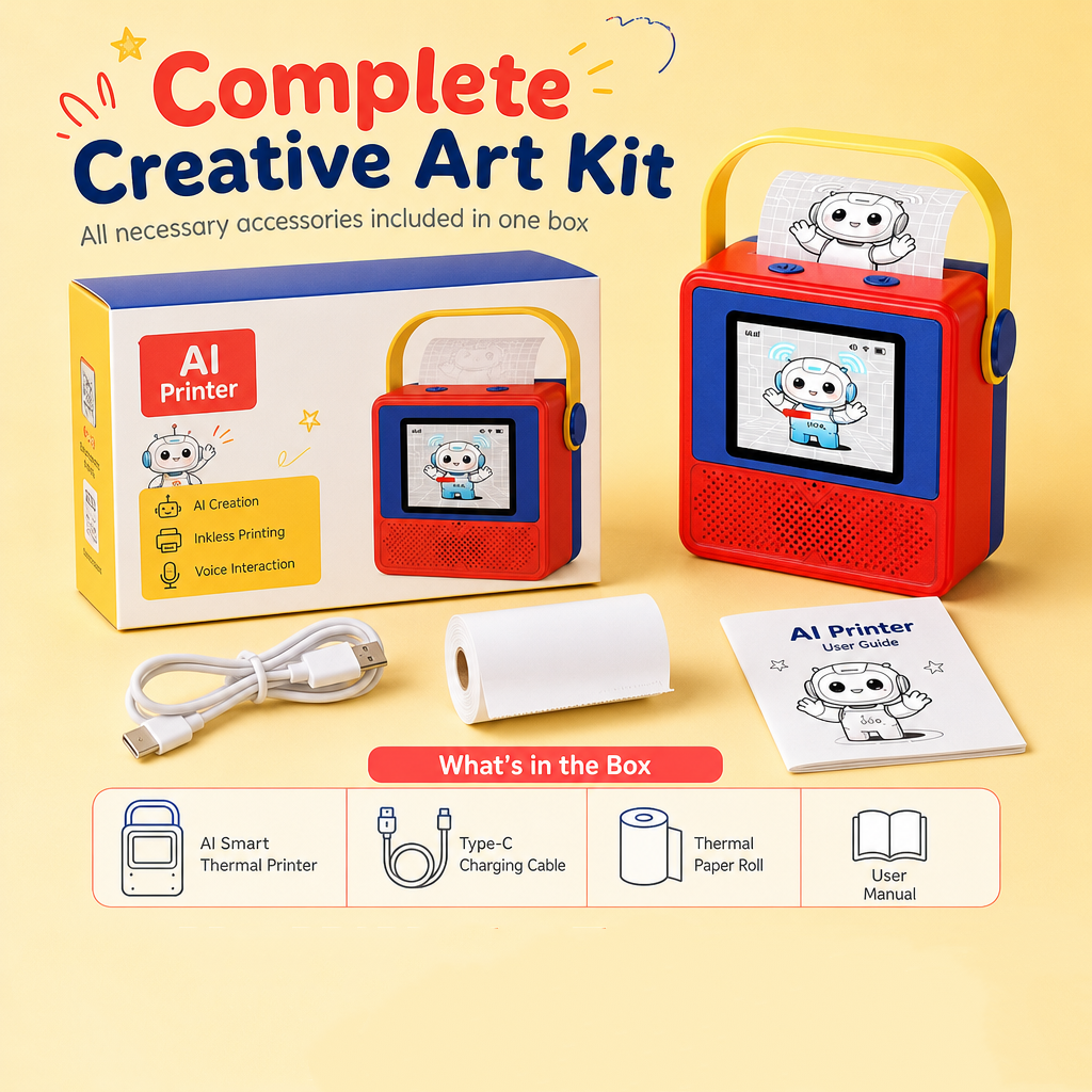 🥳2026 HOT SALE🥳💞50K+ SOLD! 🎨🖨️ 50% OFF! Kids Smart AI Thermal Printer Toy – speak ideas into inkless prints, voice-to-art fun. No screens, no mess, just creative play! 🛡️✅
