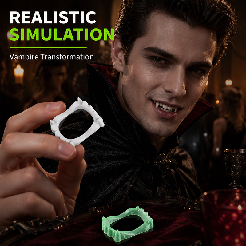 🥳2026 HOT SALE🥳💞50K+ SOLD! 🧛✨ 50% OFF! Halloween Glowing Vampire Fangs – glow-in-the-dark, two fang styles, perfect for parties, cosplay & trick-or-treating! 🎃💚