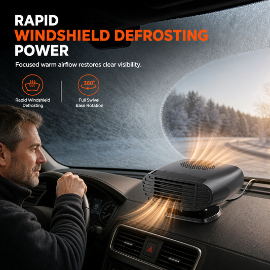 🥳2026 HOT SALE🥳💞50K+ SOLD! 🚗🔥 50% OFF! Mini 12V Car Defroster Fan – directed warm airflow clears windshield frost & fog fast. Swivel base, plug-and-play, safer winter driving! 🛡️✅
