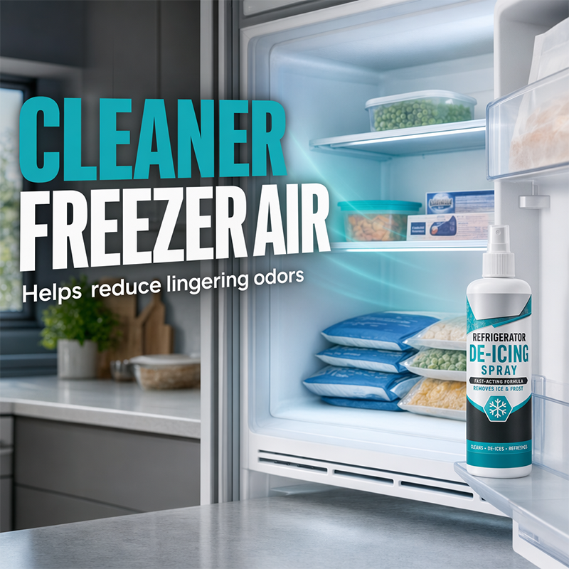 🥳2026 HOT SALE🥳💞50K+ SOLD! 🧊🧼 50% OFF! Refrigerator De-Icing Spray – dissolves thick frost fast, freshens freezer air & reaches tight corners. Includes scraper & towel, no more hard scraping! 🛡️✅