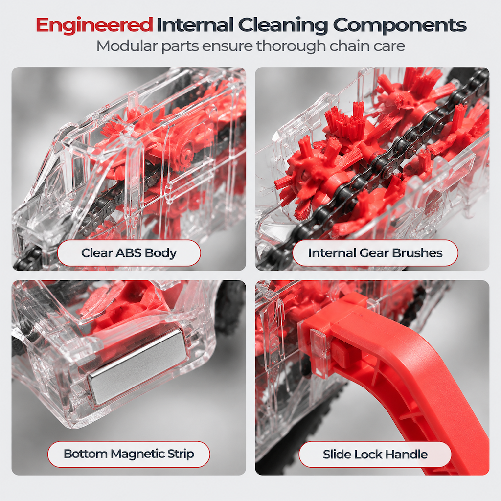 🥳2026 HOT SALE🥳💞50K+ SOLD! 🚲🔧 50% OFF! Transparent Bicycle Chain Cleaner Tool – rotating bristles scrub deep, visible degreasing & magnet catches metal shavings. Cleaner chains, smoother rides! ✨✅