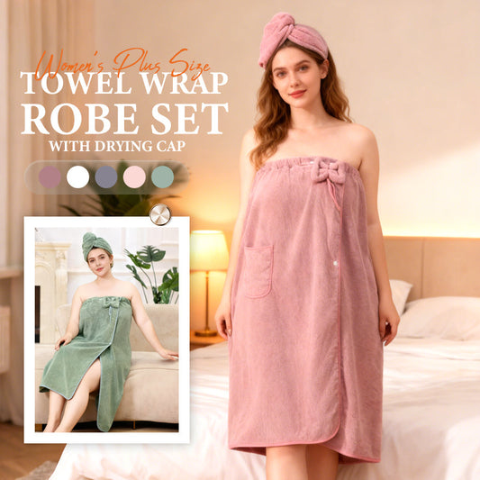 🥳2026 HOT SALE🥳💞50K+ SOLD! 🛁👗 50% OFF! Plus Size Towel Wrap Robe Set with Drying Cap – ultra-soft warm fabric, chic bow & secure fit. Cosy, absorbent post-bath comfort! ✨💪