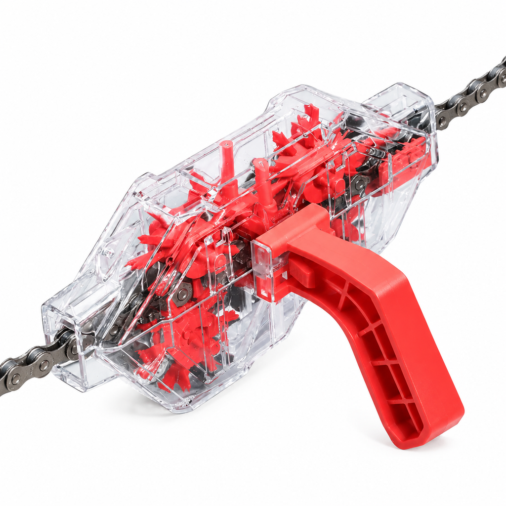 🥳2026 HOT SALE🥳💞50K+ SOLD! 🚲🔧 50% OFF! Transparent Bicycle Chain Cleaner Tool – rotating bristles scrub deep, visible degreasing & magnet catches metal shavings. Cleaner chains, smoother rides! ✨✅