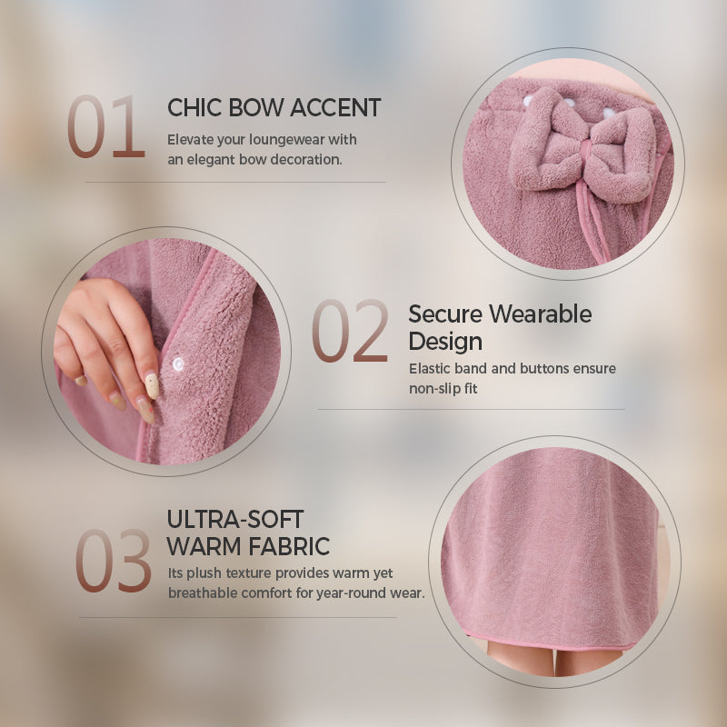 🥳2026 HOT SALE🥳💞50K+ SOLD! 🛁👗 50% OFF! Plus Size Towel Wrap Robe Set with Drying Cap – ultra-soft warm fabric, chic bow & secure fit. Cosy, absorbent post-bath comfort! ✨💪