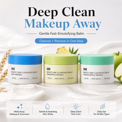 🥳2026 HOT SALE🥳💞50K+ SOLD! 🧴✨ 50% OFF! Gentle Deep Cleansing Makeup Remover Balm – melts waterproof makeup & sunscreen, nourishes with grape seed oil, squalane & shea butter. No harsh rubbing, no greasy residue! 💧💚