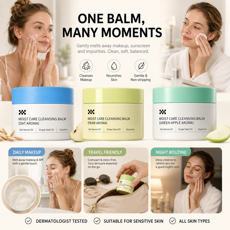 🥳2026 HOT SALE🥳💞50K+ SOLD! 🧴✨ 50% OFF! Gentle Deep Cleansing Makeup Remover Balm – melts waterproof makeup & sunscreen, nourishes with grape seed oil, squalane & shea butter. No harsh rubbing, no greasy residue! 💧💚