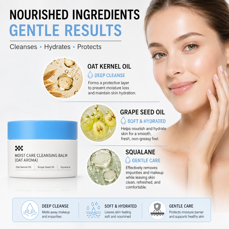 🥳2026 HOT SALE🥳💞50K+ SOLD! 🧴✨ 50% OFF! Gentle Deep Cleansing Makeup Remover Balm – melts waterproof makeup & sunscreen, nourishes with grape seed oil, squalane & shea butter. No harsh rubbing, no greasy residue! 💧💚