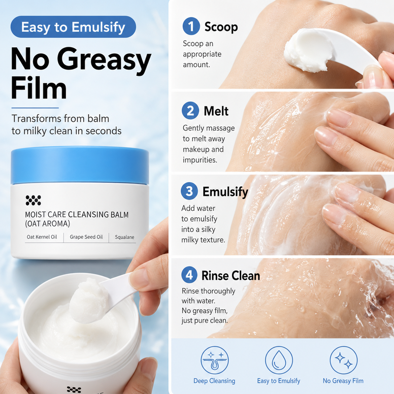 🥳2026 HOT SALE🥳💞50K+ SOLD! 🧴✨ 50% OFF! Gentle Deep Cleansing Makeup Remover Balm – melts waterproof makeup & sunscreen, nourishes with grape seed oil, squalane & shea butter. No harsh rubbing, no greasy residue! 💧💚