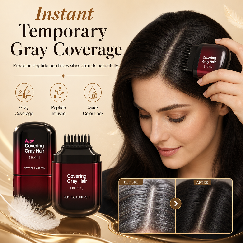 🥳2026 HOT SALE🥳💞50K+ SOLD! 💇‍♀️✨ 50% OFF! Temporary Gray Coverage Hair Color Stick – W-comb precision, peptide formula, sweatproof & quick-dry. Touch up silver strands in seconds! 🛡️✅