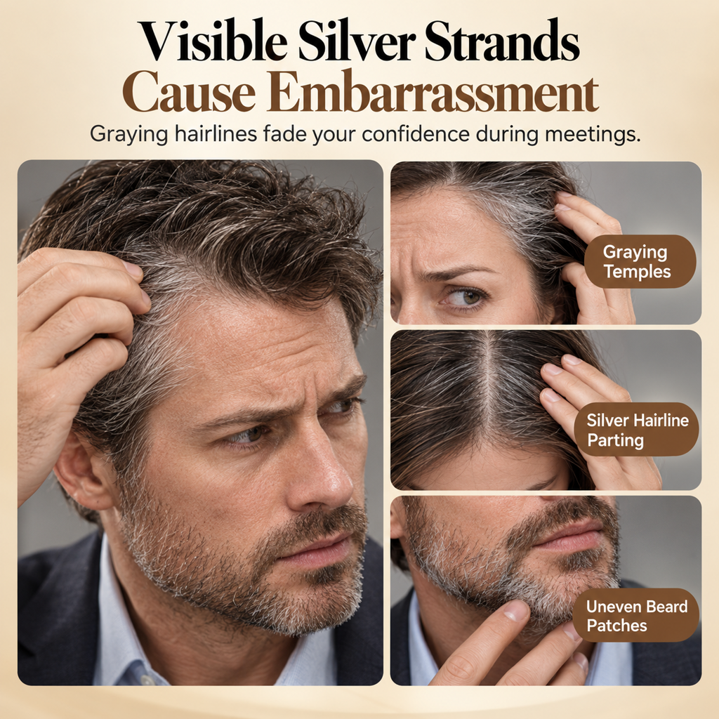 🥳2026 HOT SALE🥳💞50K+ SOLD! 💇‍♀️✨ 50% OFF! Temporary Gray Coverage Hair Color Stick – W-comb precision, peptide formula, sweatproof & quick-dry. Touch up silver strands in seconds! 🛡️✅