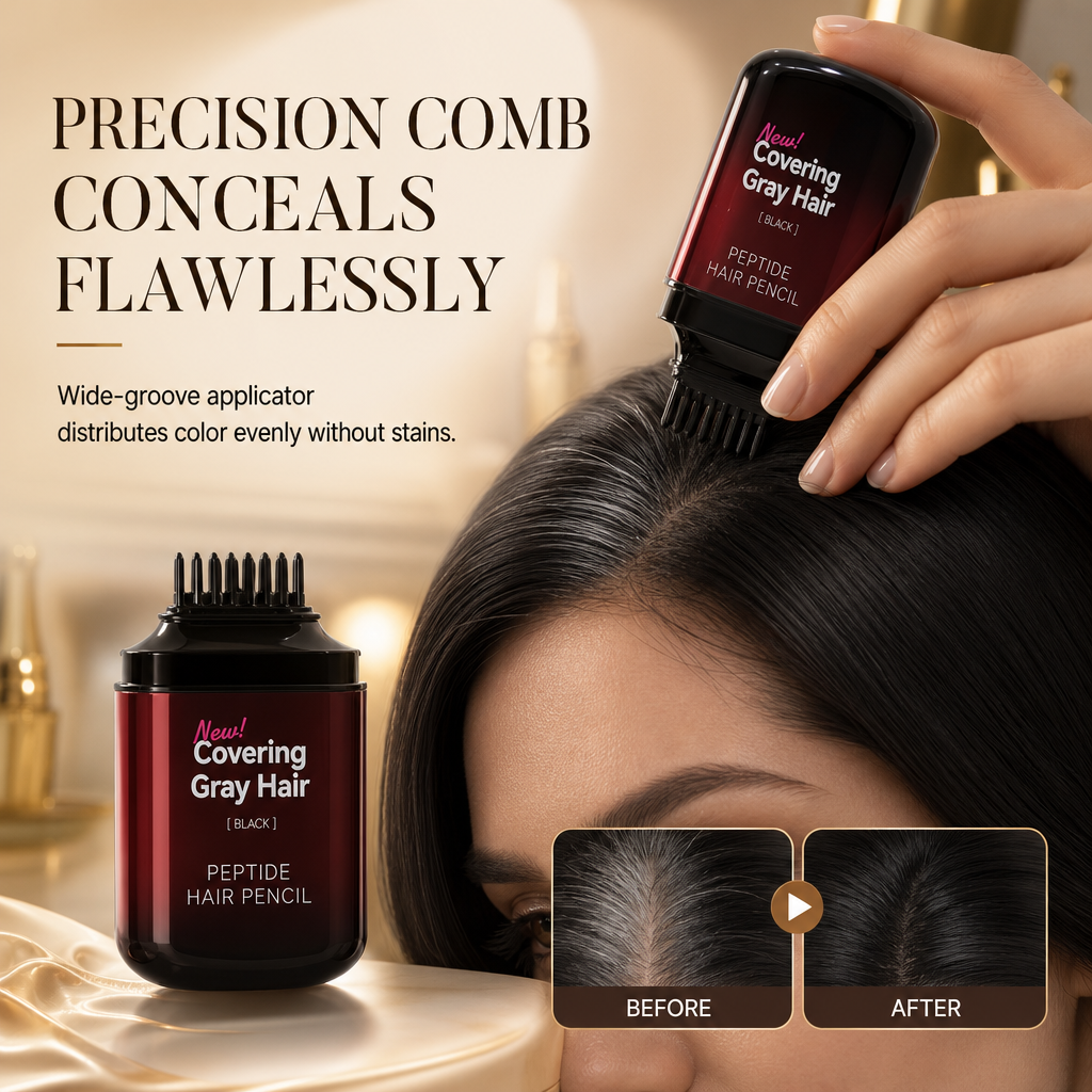 🥳2026 HOT SALE🥳💞50K+ SOLD! 💇‍♀️✨ 50% OFF! Temporary Gray Coverage Hair Color Stick – W-comb precision, peptide formula, sweatproof & quick-dry. Touch up silver strands in seconds! 🛡️✅