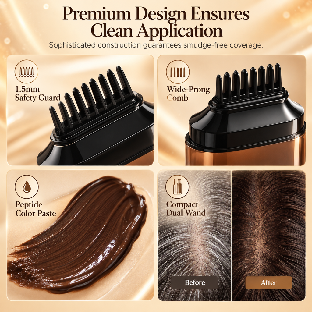 🥳2026 HOT SALE🥳💞50K+ SOLD! 💇‍♀️✨ 50% OFF! Temporary Gray Coverage Hair Color Stick – W-comb precision, peptide formula, sweatproof & quick-dry. Touch up silver strands in seconds! 🛡️✅