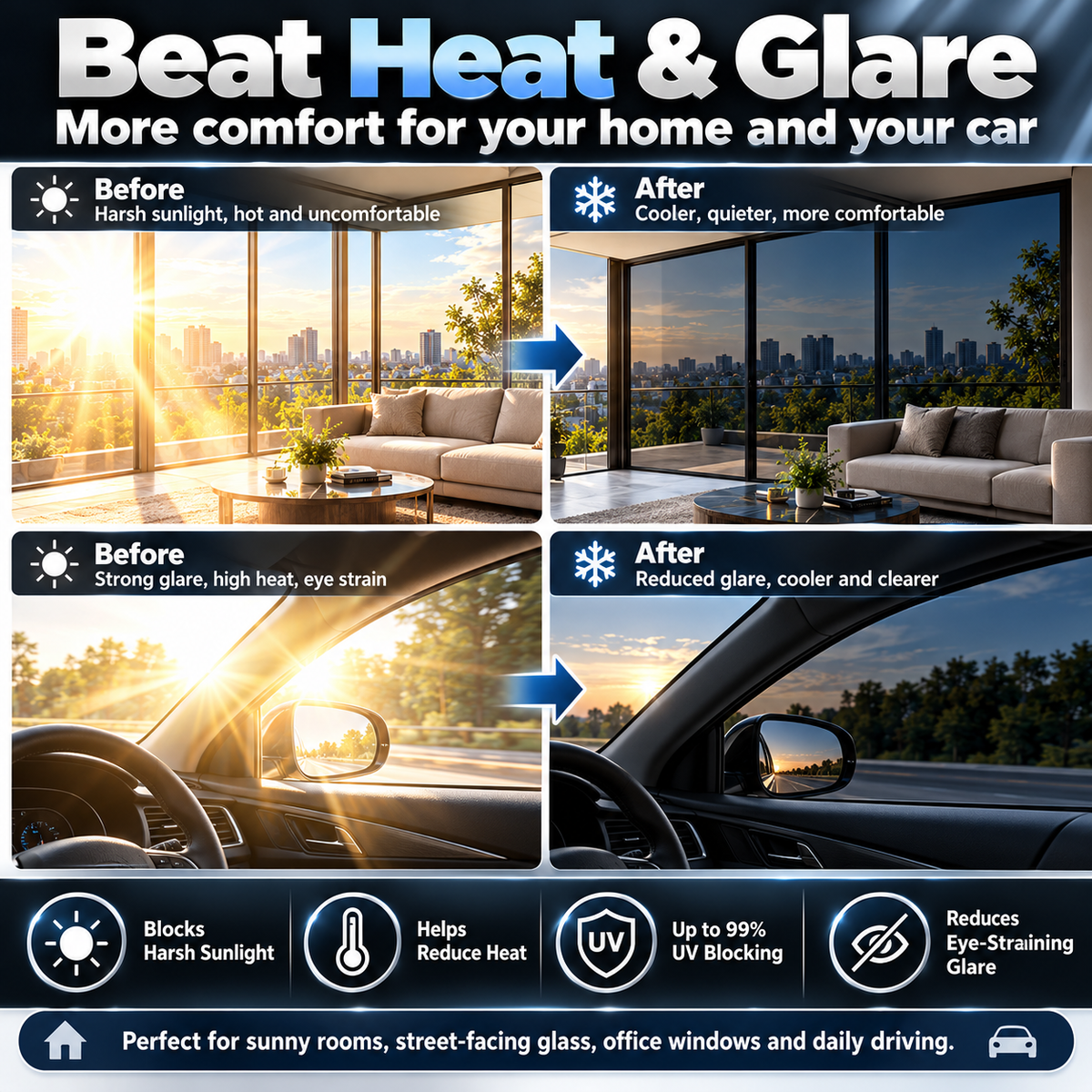 🥳2026 HOT SALE🥳💞50K+ SOLD! 🌞🛡️ 50% OFF! Multi-Purpose Window Tint Film – UV protection, heat reduction & privacy. Scratch-resistant for car, home & office glass! ✨✅