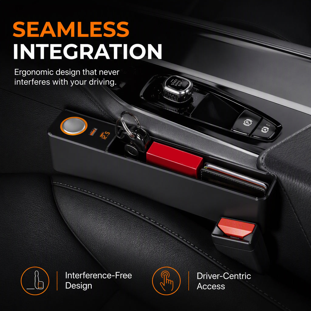 🥳2026 HOT SALE🥳💞50K+ SOLD! 🚗🔌 50% OFF! Car Seat Gap Organizer with USB Charging – fills the gap, PD/QC fast charging, keeps phone, cards & keys within reach. Tidy cockpit! 🛡️✅