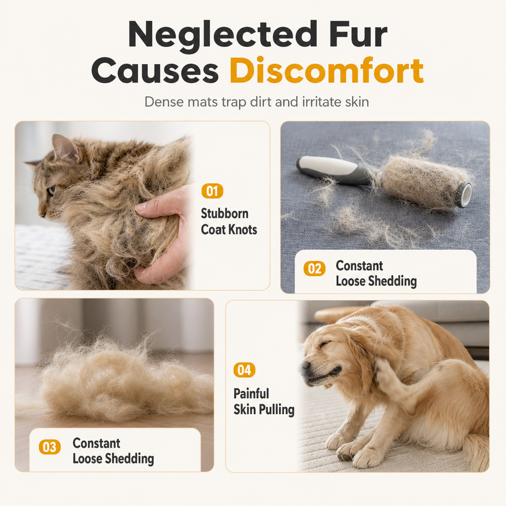 🥳2026 HOT SALE🥳💞50K+ SOLD! 🐾✨ 50% OFF! Pet Dematting & Deshedding Comb – dual rake clears tangles & mats, rounded tips protect skin, rust-resistant. Gentle grooming for dogs & cats! 🛡️💪