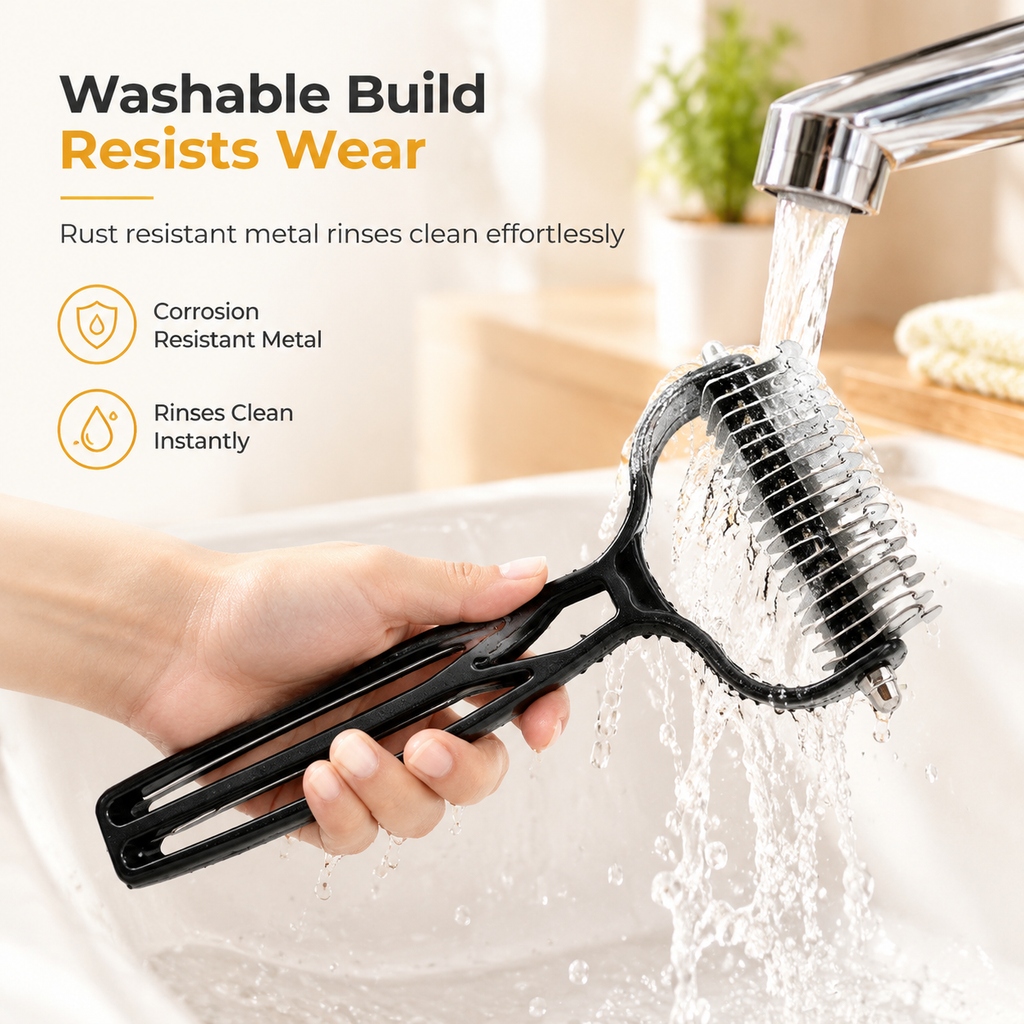 🥳2026 HOT SALE🥳💞50K+ SOLD! 🐾✨ 50% OFF! Pet Dematting & Deshedding Comb – dual rake clears tangles & mats, rounded tips protect skin, rust-resistant. Gentle grooming for dogs & cats! 🛡️💪