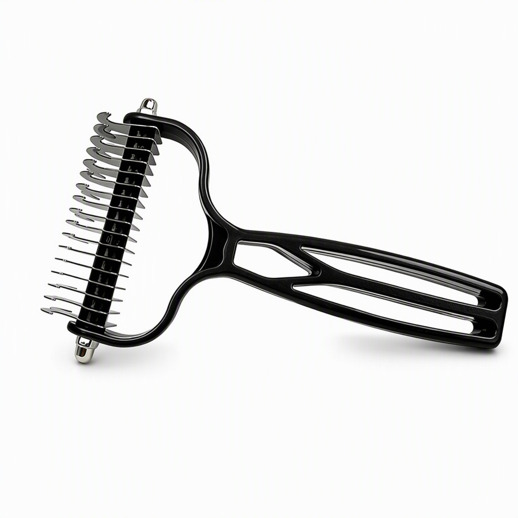 🥳2026 HOT SALE🥳💞50K+ SOLD! 🐾✨ 50% OFF! Pet Dematting & Deshedding Comb – dual rake clears tangles & mats, rounded tips protect skin, rust-resistant. Gentle grooming for dogs & cats! 🛡️💪