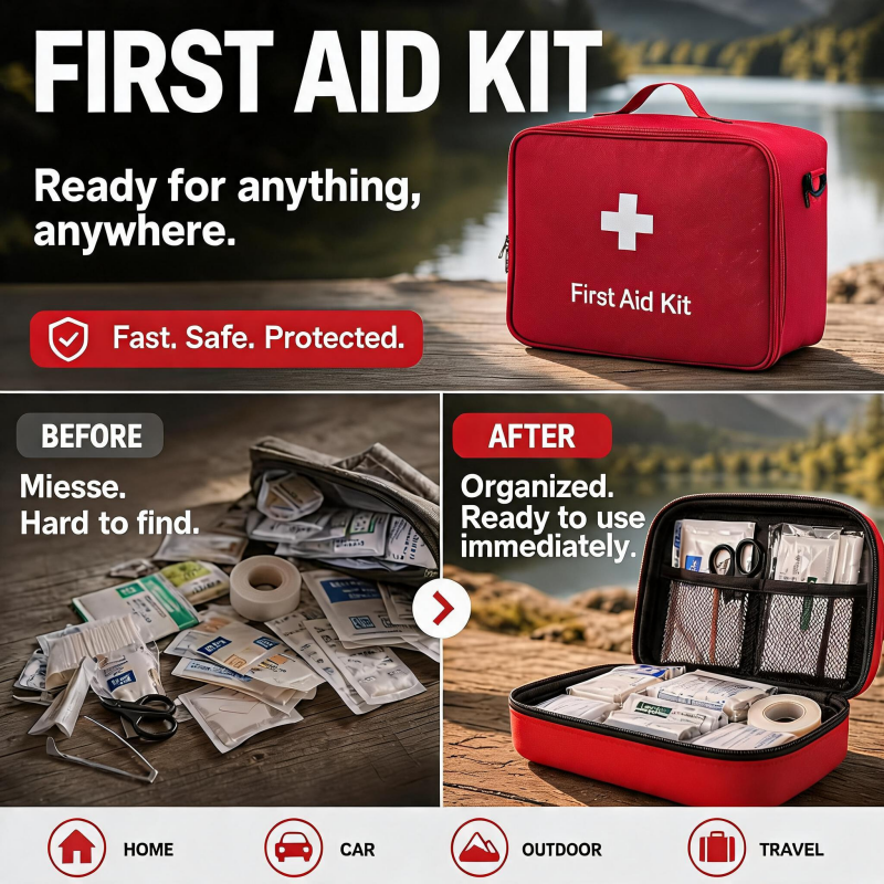 🥳2026 HOT SALE🥳💞50K+ SOLD! 🩹🧰 50% OFF! Portable Large Capacity First Aid Bag – multiple compartments, adjustable shoulder strap, durable Oxford fabric. Ready for home, travel & camping! 🛡️✅