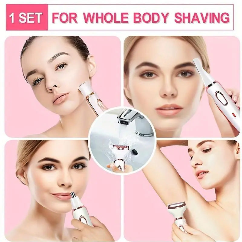 🥳2026 HOT SALE🥳💞50K+ SOLD! 🪒✨ 50% OFF! 4-in-1 Cordless Lady Body Hair Shaver – 4 heads for face, eyebrows, underarms & body. Gentle, cordless & travel-friendly! 🛡️💚