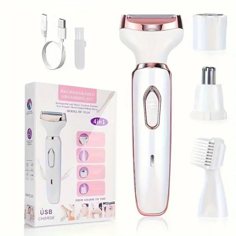 🥳2026 HOT SALE🥳💞50K+ SOLD! 🪒✨ 50% OFF! 4-in-1 Cordless Lady Body Hair Shaver – 4 heads for face, eyebrows, underarms & body. Gentle, cordless & travel-friendly! 🛡️💚