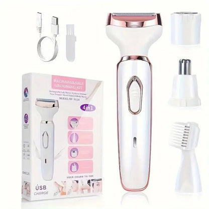 🥳2026 HOT SALE🥳💞50K+ SOLD! 🪒✨ 50% OFF! 4-in-1 Cordless Lady Body Hair Shaver – 4 heads for face, eyebrows, underarms & body. Gentle, cordless & travel-friendly! 🛡️💚
