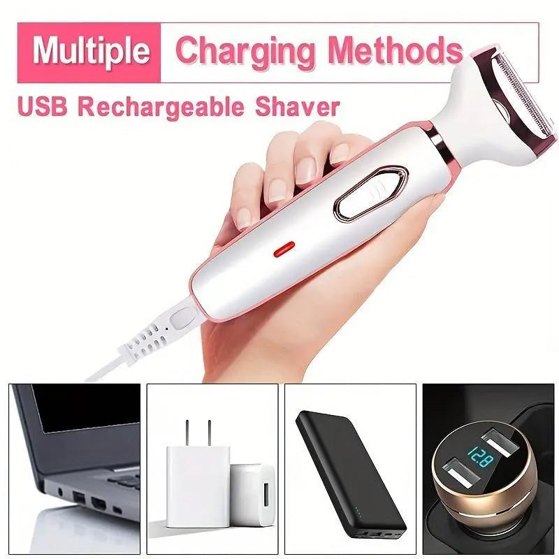 🥳2026 HOT SALE🥳💞50K+ SOLD! 🪒✨ 50% OFF! 4-in-1 Cordless Lady Body Hair Shaver – 4 heads for face, eyebrows, underarms & body. Gentle, cordless & travel-friendly! 🛡️💚