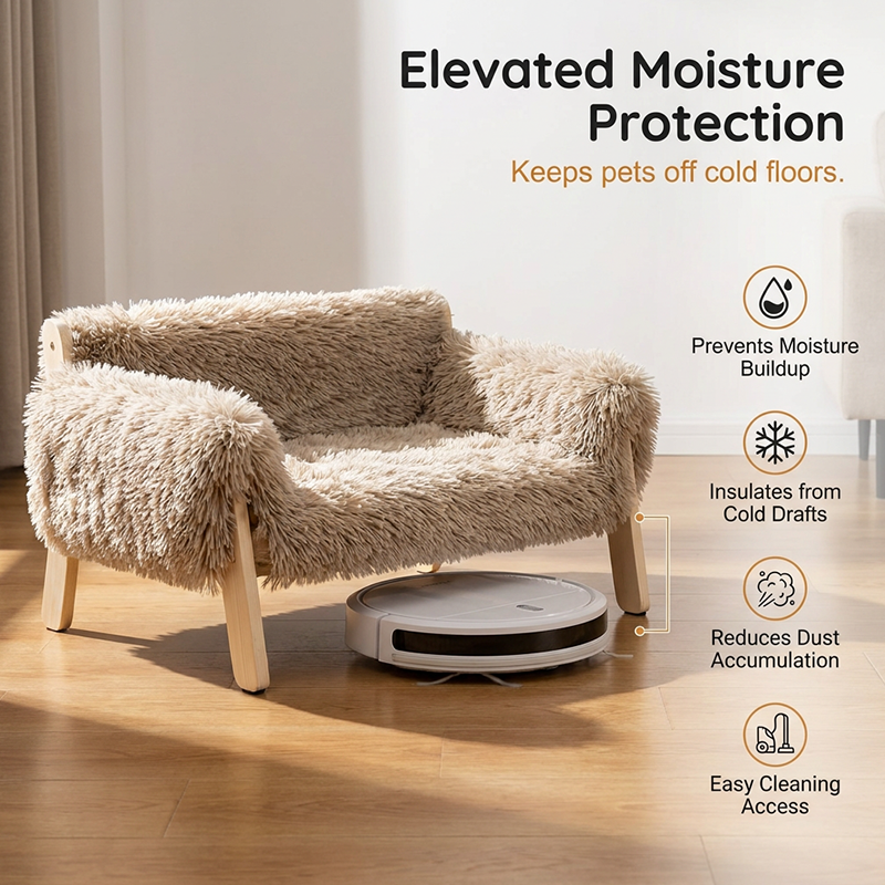 🥳2026 HOT SALE🥳💞50K+ SOLD! 🐾🛏️ 50% OFF! All-Season Washable Pet Bed – sturdy wooden frame, cloud-like plush & removable cover. Cosy comfort for cats & dogs year-round! 🛡️💚