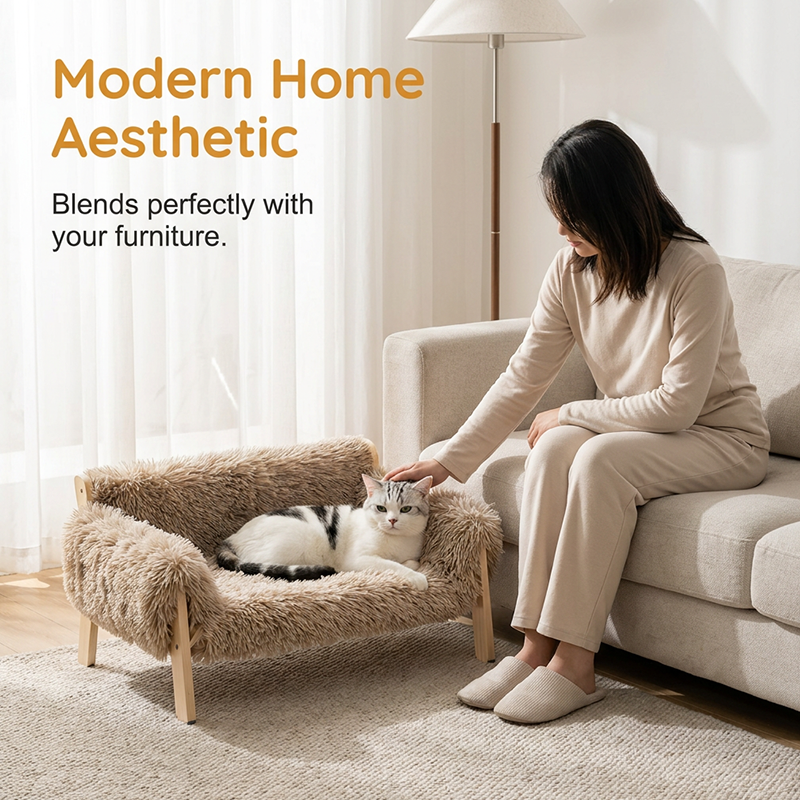 🥳2026 HOT SALE🥳💞50K+ SOLD! 🐾🛏️ 50% OFF! All-Season Washable Pet Bed – sturdy wooden frame, cloud-like plush & removable cover. Cosy comfort for cats & dogs year-round! 🛡️💚