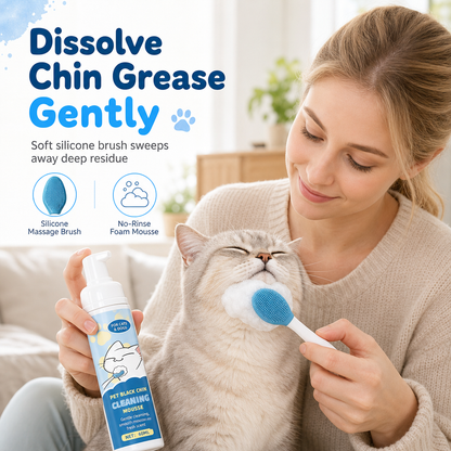 🥳2026 HOT SALE🥳💞50K+ SOLD! 🐾🧼 50% OFF! Pet Black Chin Cleansing Mousse – gentle no-rinse mousse dissolves chin grease, soft silicone tips clean every curve. Safe & easy for cats & dogs! 🛡️💚