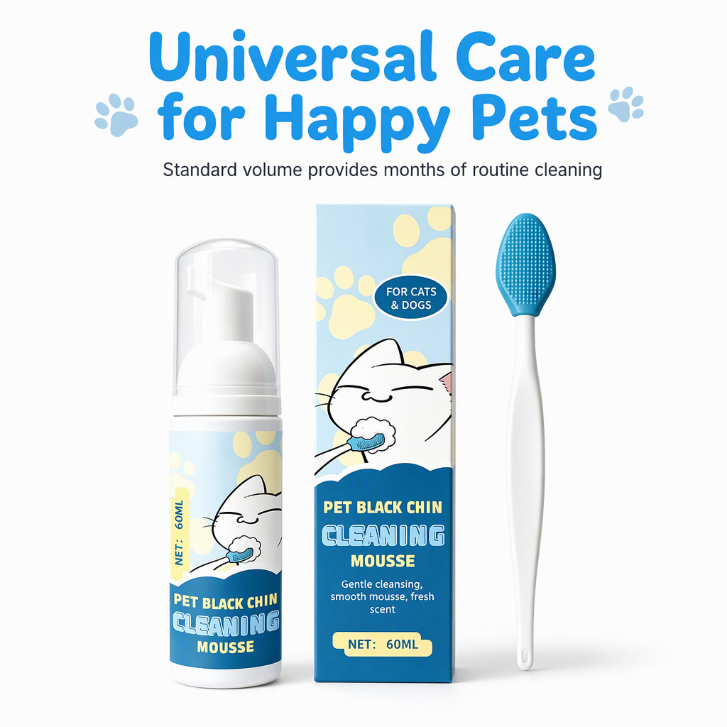 🥳2026 HOT SALE🥳💞50K+ SOLD! 🐾🧼 50% OFF! Pet Black Chin Cleansing Mousse – gentle no-rinse mousse dissolves chin grease, soft silicone tips clean every curve. Safe & easy for cats & dogs! 🛡️💚