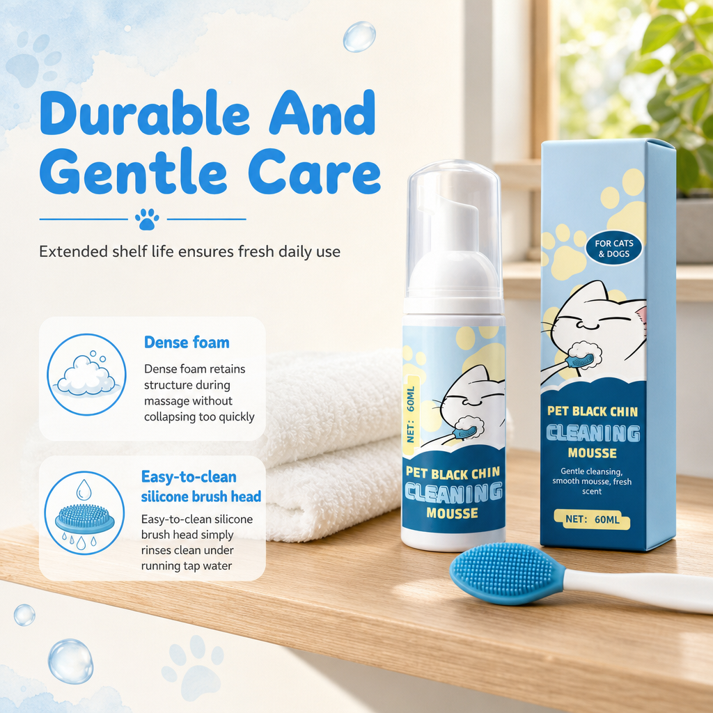 🥳2026 HOT SALE🥳💞50K+ SOLD! 🐾🧼 50% OFF! Pet Black Chin Cleansing Mousse – gentle no-rinse mousse dissolves chin grease, soft silicone tips clean every curve. Safe & easy for cats & dogs! 🛡️💚