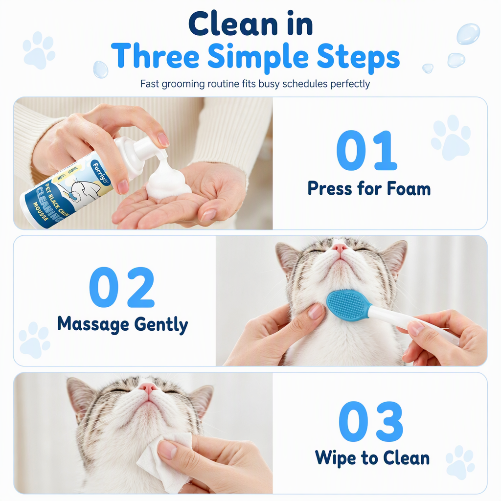 🥳2026 HOT SALE🥳💞50K+ SOLD! 🐾🧼 50% OFF! Pet Black Chin Cleansing Mousse – gentle no-rinse mousse dissolves chin grease, soft silicone tips clean every curve. Safe & easy for cats & dogs! 🛡️💚