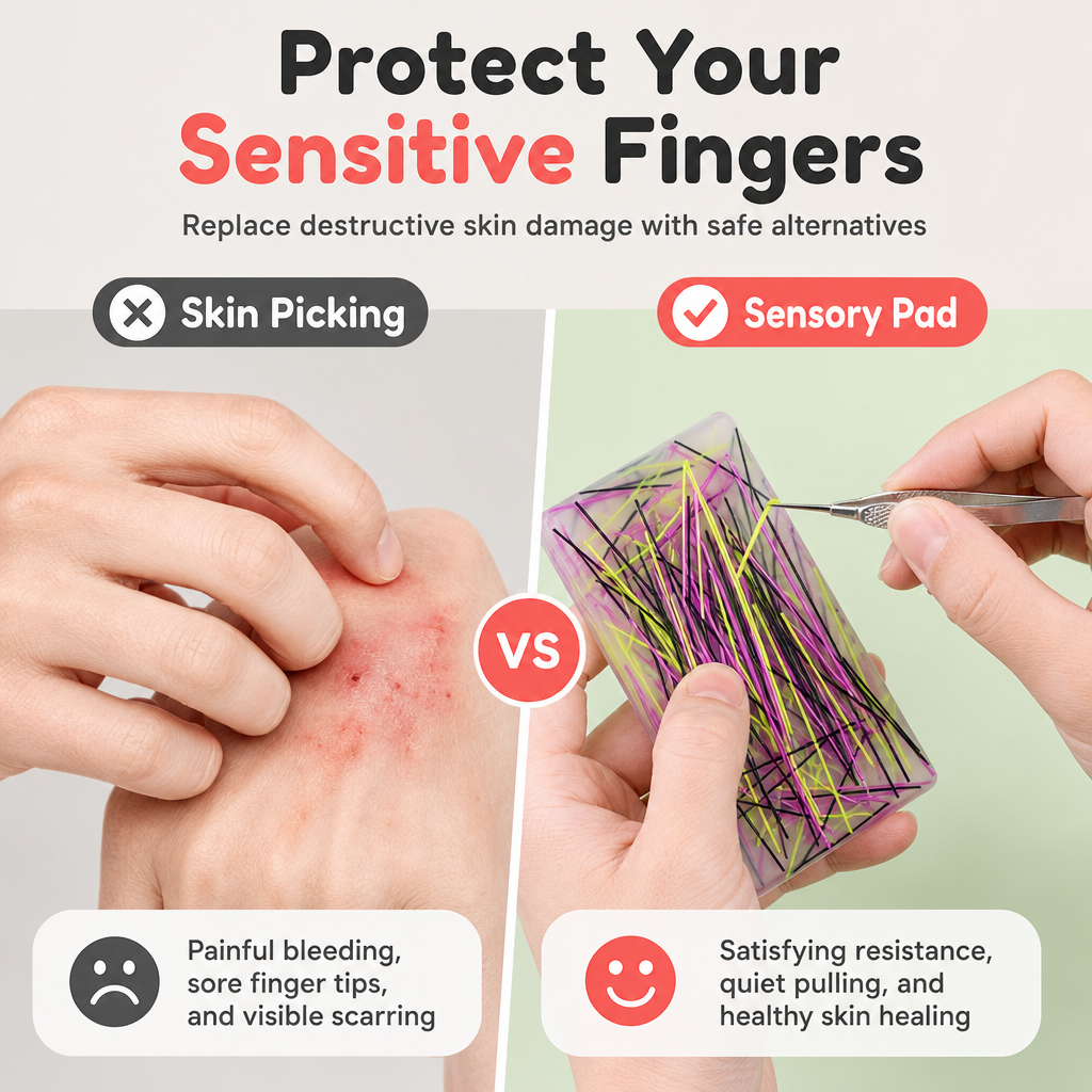 🥳2026 HOT SALE🥳💞50K+ SOLD! 🧘‍♀️✨ LAST DAY £9.99 + BUY 1 GET 1 FREE! Skin Picking Fidget Toy with Tweezers – satisfies anxious picking urges safely, portable & quiet. Calm your hands! 🛡️💚