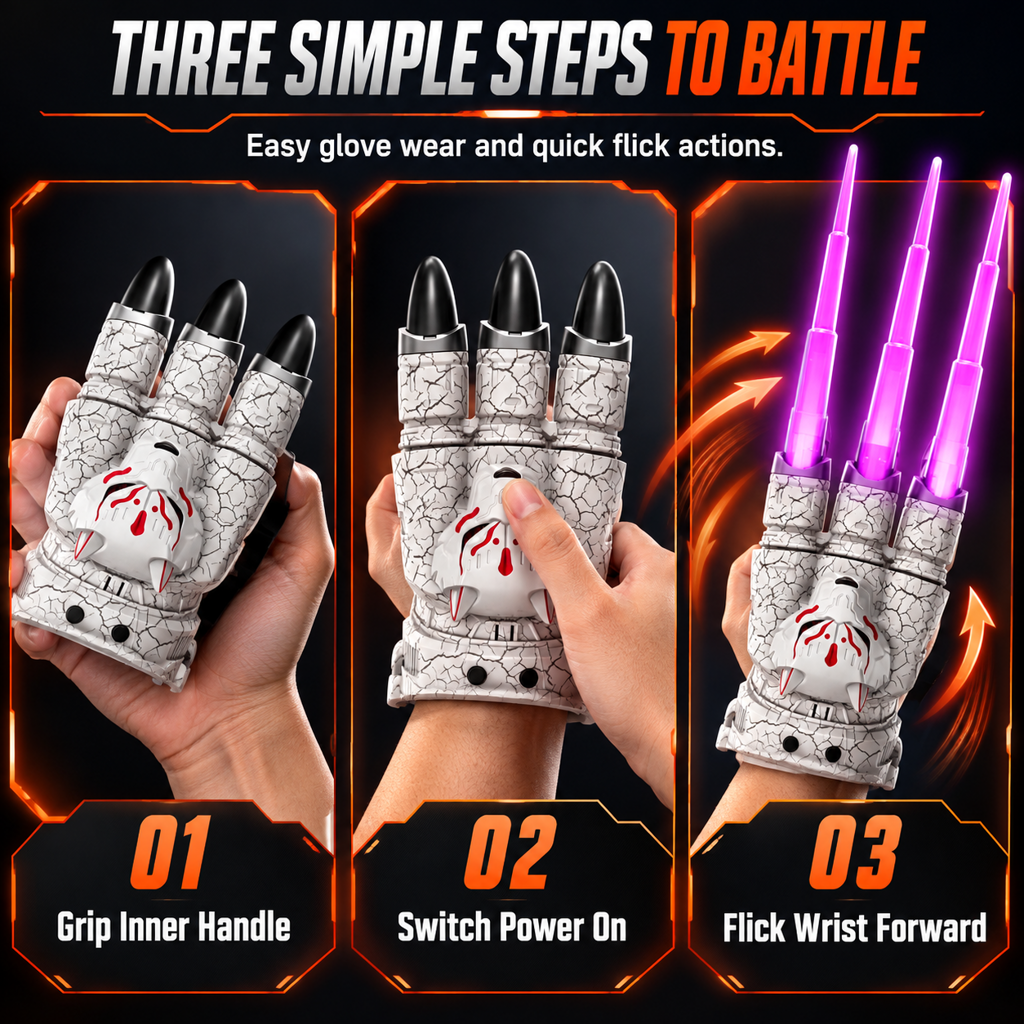 🥳2026 HOT SALE🥳💞50K+ SOLD! 🔥🐾 50% OFF! Retractable Light Up Flame Claws – LED glow, realistic sounds & extendable three-pronged design. Rechargeable battle fun for ages 6+! 🛡️💪