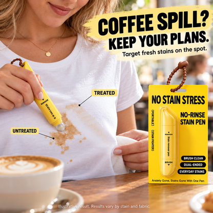 🥳2026 HOT SALE🥳💞50K+ SOLD! 🖊️✨ 50% OFF! Portable Dual-Head Stain Remover Pen – rollerball + silicone brush, targets makeup, grease, coffee & wine stains. Waterless, quick-dry & travel-ready! 🛡️✅