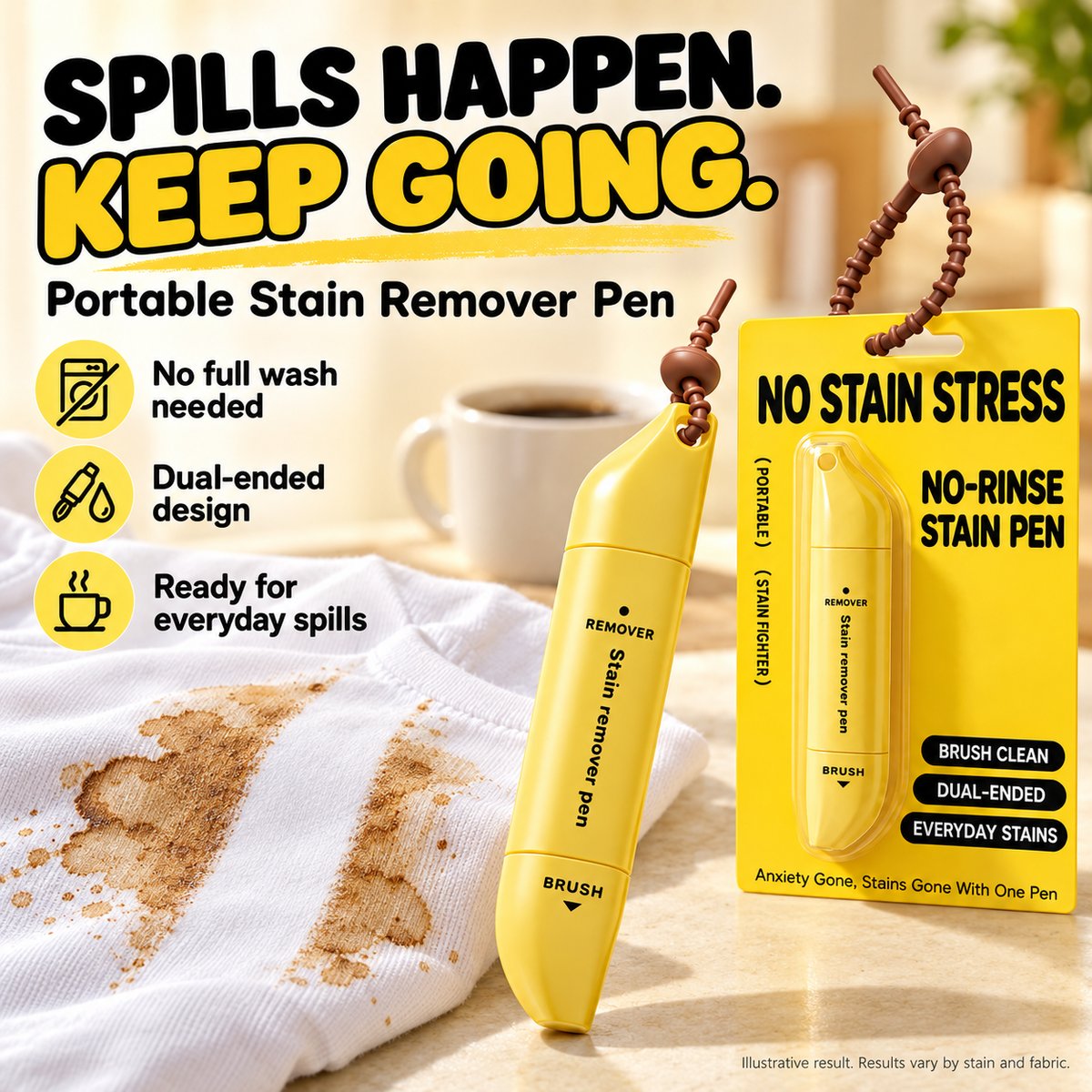 🥳2026 HOT SALE🥳💞50K+ SOLD! 🖊️✨ 50% OFF! Portable Dual-Head Stain Remover Pen – rollerball + silicone brush, targets makeup, grease, coffee & wine stains. Waterless, quick-dry & travel-ready! 🛡️✅