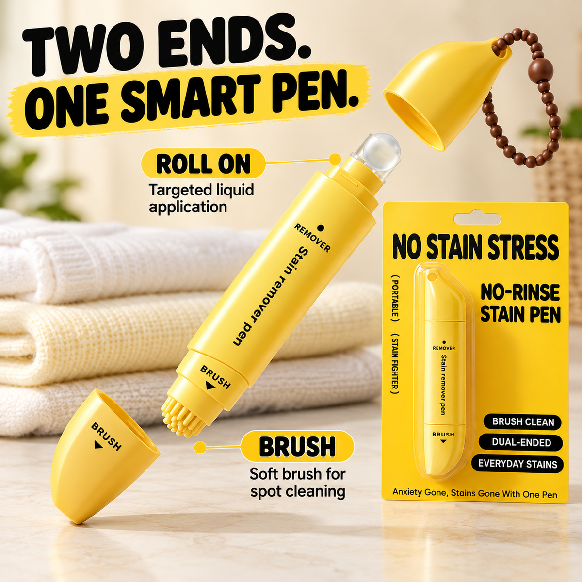 🥳2026 HOT SALE🥳💞50K+ SOLD! 🖊️✨ 50% OFF! Portable Dual-Head Stain Remover Pen – rollerball + silicone brush, targets makeup, grease, coffee & wine stains. Waterless, quick-dry & travel-ready! 🛡️✅