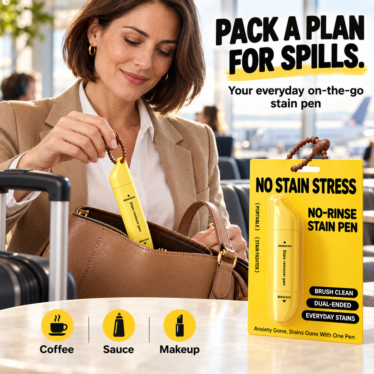🥳2026 HOT SALE🥳💞50K+ SOLD! 🖊️✨ 50% OFF! Portable Dual-Head Stain Remover Pen – rollerball + silicone brush, targets makeup, grease, coffee & wine stains. Waterless, quick-dry & travel-ready! 🛡️✅