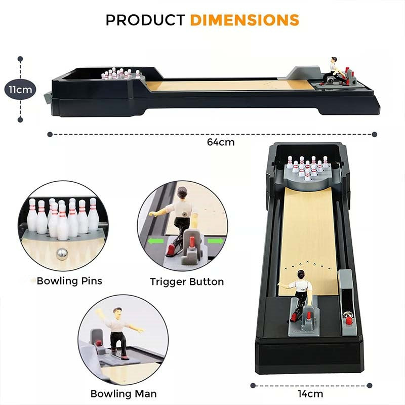 🥳2026 HOT SALE🥳💞50K+ SOLD! 🎳✨ 50% OFF! Tabletop Bowling Game – safe ABS, 12 pins & 2 metal balls. Quick-reset lever, portable fun for family & grandkids! 🛡️💪