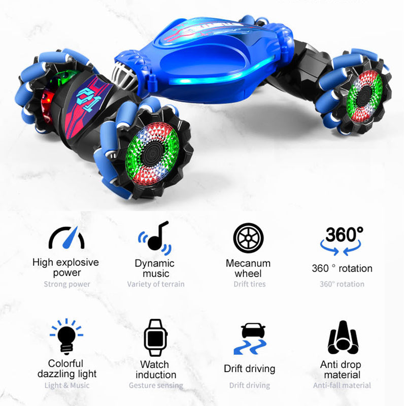 🥳2026 HOT SALE🥳💞50K+ SOLD! 🚗⌚ 50% OFF! Dual Remote Control Stunt Car – remote + gesture watch, 360° drifting, LED lights & music. 100m range, durable ABS. Fun for ages 6+! 🛡️✨